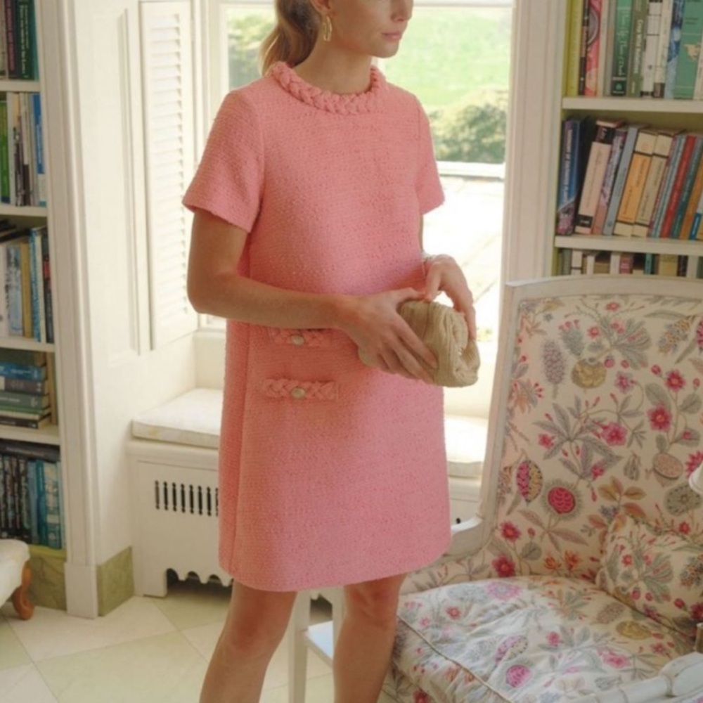 Tuckernuck Dress Jackie Tweed Mini Sz L Pink